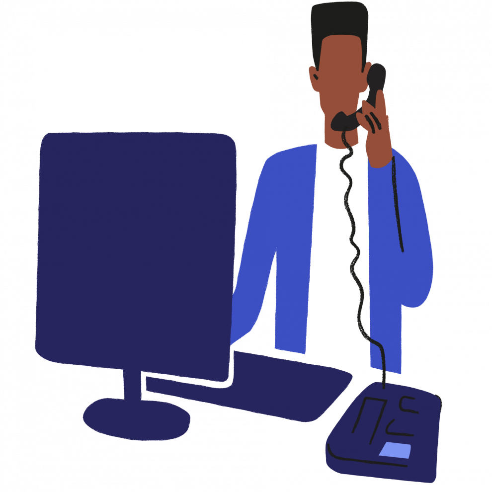 Illustration of a volunteer taking a call