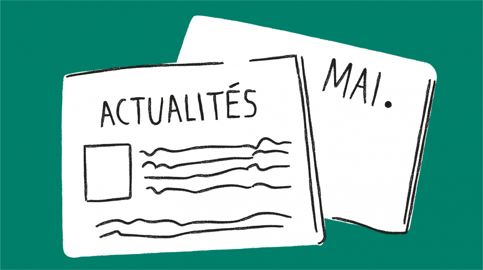 illustration d'un journal indiquant "actualités" et "mai"