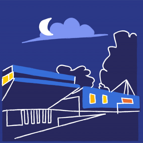 illustration of Saclay at night