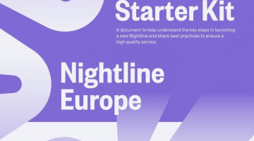 Cover of the Nightline Europe Starter Kit featuring a purple and white design with the title “Starter Kit” and a subtitle about launching new Nightlines across Europe.